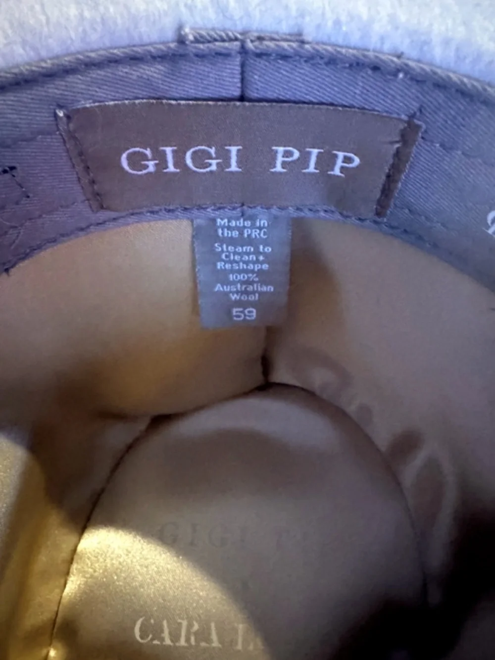 Gigi Pip Ivory 100% Australian Wool Wide Brim Fedora Hat Size 59